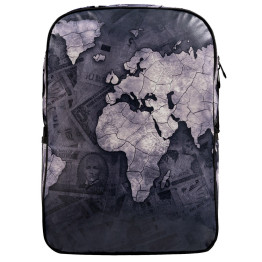 Vanguard Leather Backpack - World Map - BW