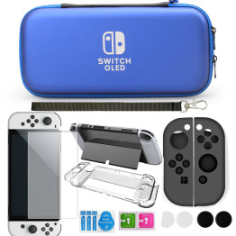 A-ONE-K 11-in-1 Accessory Kit for Nintendo Switch OLED - Blue