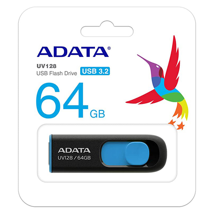 خرید فلش مموری Adata UV128 - ظرفیت 64 گیگابایت - آبی