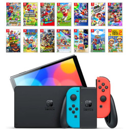Nintendo Switch OLED with Neon Blue and Neon Red Joy-Con - Super Mario Bundle