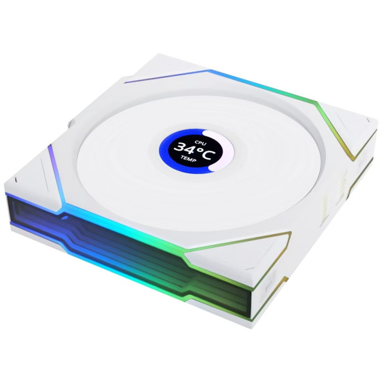 خرید فن کیس Lian Li UNI TL LCD 120 با تیغه‌های معکوس - بی‌سیم - پک سه تایی - سفید