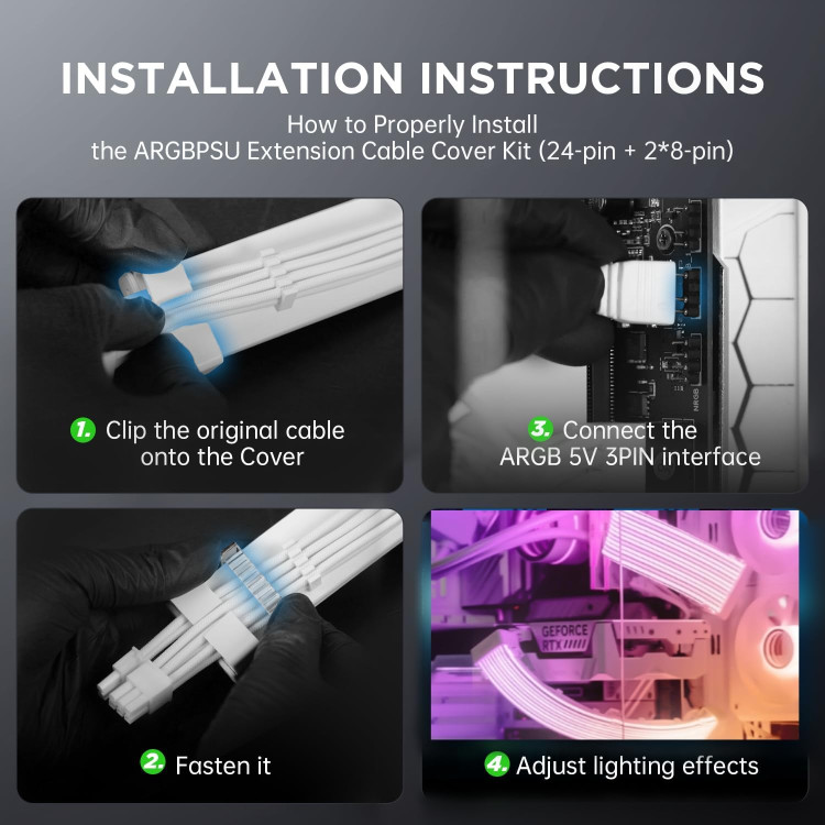 خرید کاور کابل پاور Asiahorse Aurora ARGB - سفید