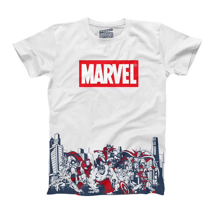 خرید تیشرت ونگارد - طرح Marvel - سفید - سایز L