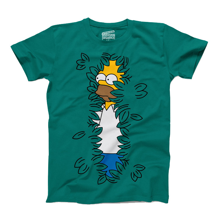 خرید تیشرت ونگارد - طرح Homer Hiding in Grass - سبز - سایز XL