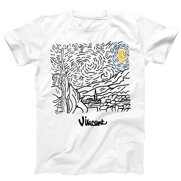 خرید تیشرت ونگارد - طرح Starry Night - سفید - سایز M