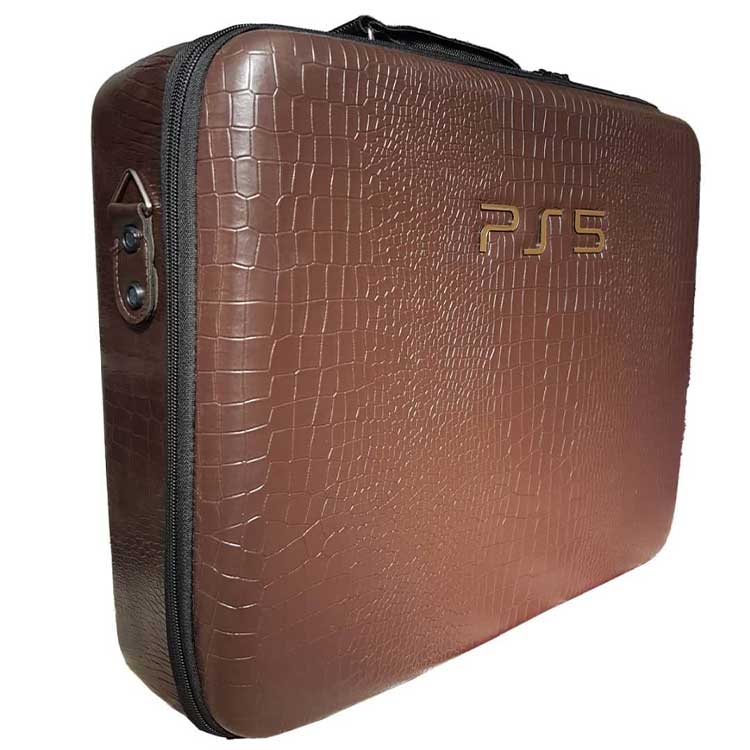 خرید کیف PlayStation 5 - طرح چرم قهوه‌ای
